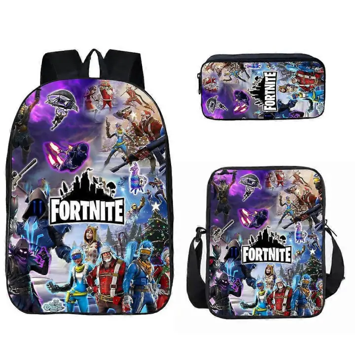 Fortnite Mochila escolar para estudiantes Fortnite Mochila de tres piezas Bolsa de almuerzo Estuche para lápices Mochila - 1