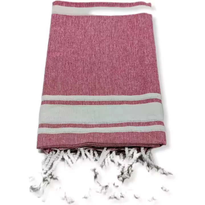 100% algodón 90 x 180cm + flecos. color rosa. - 1