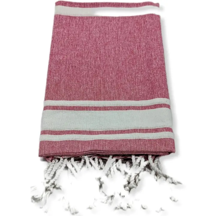 100% algodón 90 x 180cm + flecos. color rosa. - 1