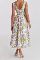 2025 nuevos modelos de primavera y verano, vestido de tirantes ajustado, vestido de temperamento con cuello en V estampado informal europeo y americano - details 9