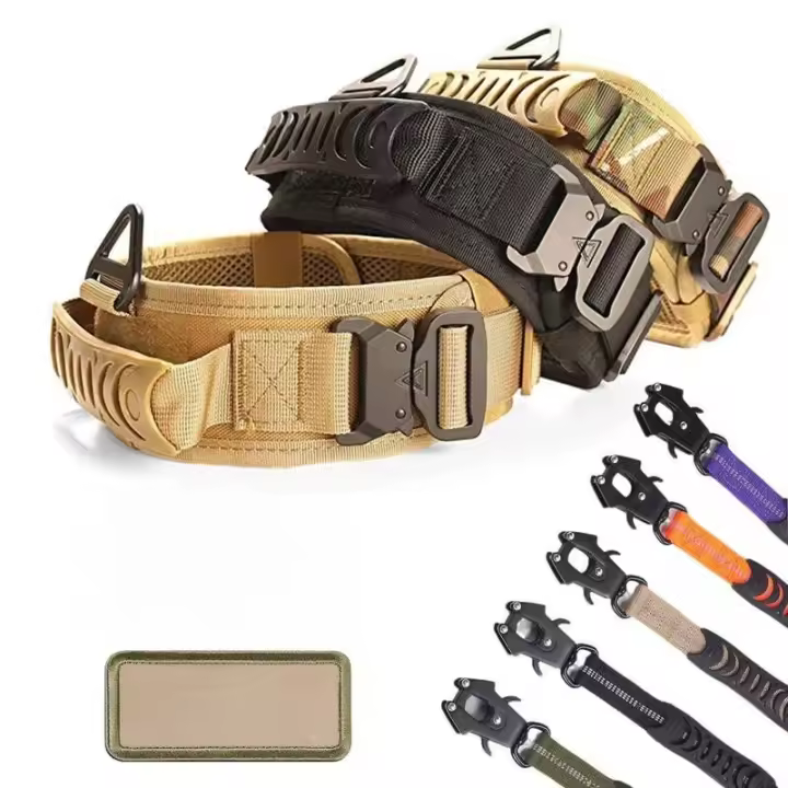 Collar táctico de nailon resistente militar para perro, entrenamiento reflectante estable clásico, pastor alemán - 1