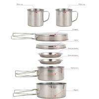 Juego de utensilios de cocina para camping con olla, sartén, taza, taza de senderismo, bandeja de viaje, 8 piezas - details 1