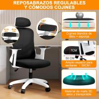 Silla de Oficina Ergonómica con Soporte Lumbar, Función Basculante, Reposacabezas Ajustable, Reposabrazos y Altura Ajustables, Asiento de Malla Transpirable, Silla Giratoria para Ordenador - details 20