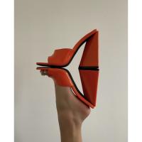 Nuevos tacones altos femeninos de una sola línea con punta de pez gruesa de gran tamaño en color caramelo en verano (Regalo 2 piezas) - details 17