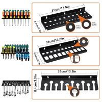 Colgador de herramientas de montaje en pared, organizador de llaves que ahorra espacio, organizador de herramientas de pared, soporte de almacenamiento, estante de almacenamiento de herramientas de Metal negro - details 1