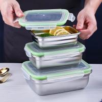 Caja Rectangular de acero inoxidable 304 para mantenimiento fresco, contenedor de almacenamiento de alimentos a prueba de fugas con tapa sellada, fiambrera para horno - details 7