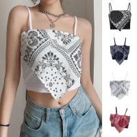Camiseta sin mangas de verano, camiseta sin mangas ajustada con estampado retro y cuello cuadrado, camiseta para mujer - details 1