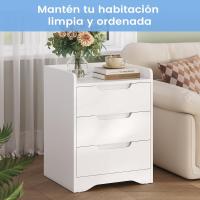 Mesitas de Noche con luces LED y Estación de Carga (2 Tomas AC, 2 Puertos USB) Mesita de Noche Blanca Mesas Auxiliares con 1 compartimento abierto y 2 cajones para Dormitorio Salón - details 54