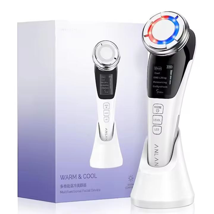 ANLAN Masajeador Facial, EMS Facial Lifting, Cuidado Profundo de la Piel con Luz LED, Eliminación de Arrugas, Lifting facial, Belleza Anti-Envejecimiento con Frío Calor - 1