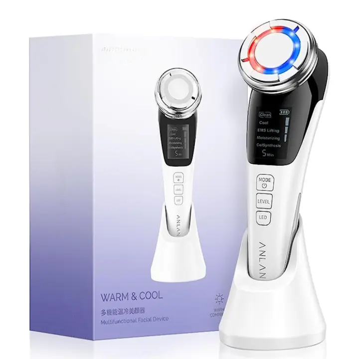 ANLAN Masajeador Facial, EMS Facial Lifting, Cuidado Profundo de la Piel con Luz LED, Eliminación de Arrugas, Lifting facial, Belleza Anti-Envejecimiento con Frío Calor - 1