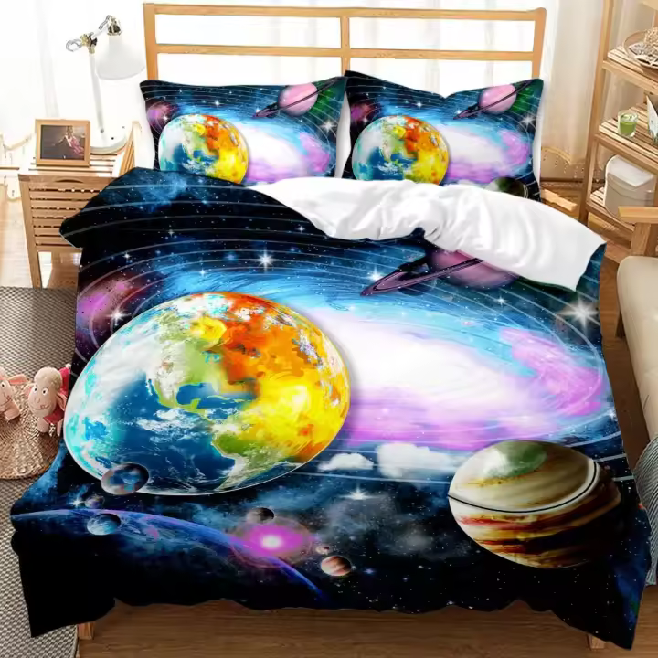 Funda de edredón 3D Galaxy Juego de funda nórdica individual doble Twin/Queen 2 piezas/3 piezas/4 piezas juegos de cama universo espacio exterior ropa de cama temática 2 - 1