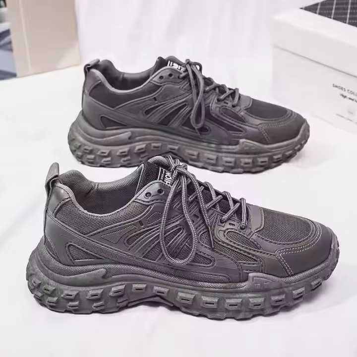 2025 nuevos zapatos deportivos de ocio para hombre de primavera negros son resistentes al desgaste, duraderos, modernos y modernos con forro de malla para el trabajo - 1