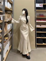 Vestido cheongsam grande de diseño de estilo francés para mujer en otoño e invierno, estilo Hepburn, vestido negro pequeño, mm de grasa, cintura - details 3