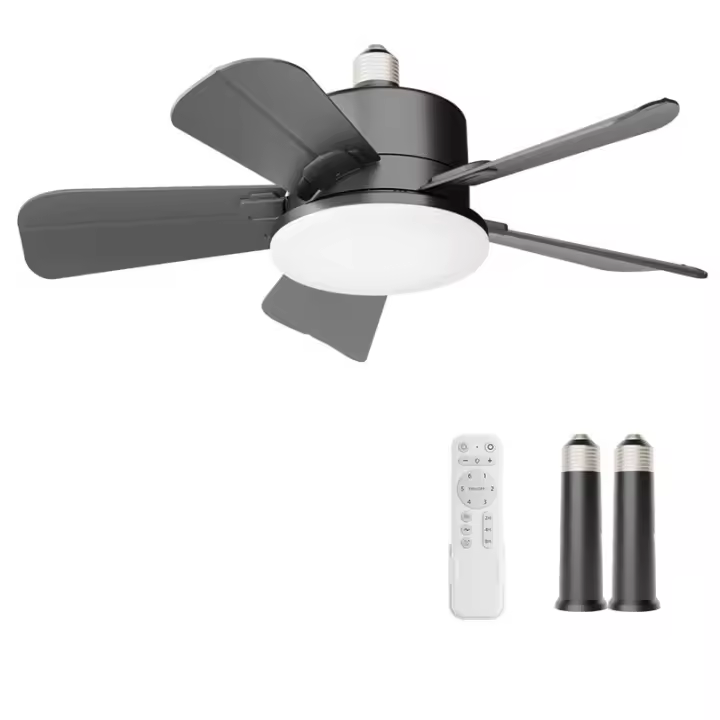 Ventilador de enchufe de luz con control remoto, 2 extensores de enchufe, tornillo inalámbrico en ventiladores de techo, 6 velocidades - 1