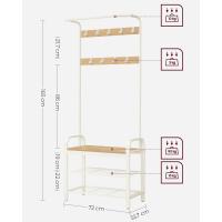 con Banco Recibidor 4 en 1 9 Ganchos Extraíbles Barra Superior para Pasillo 337 x 72 x 183 cm Morno Roble y Blanco HSR40W - details 4