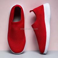 Nuevo estilo 2025, proveedores de zapatos para caminar baratos para mujer, peso ligero, tejido sin cordones, talla grande 43, zapatillas cómodas para mujer, blanco puro - details 10