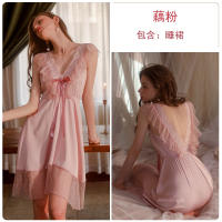 Camisón sexy con tirantes para mujer, ropa de casa con escote en V y encaje transparente, escote bajo, estilo europeo y americano, para verano - details 4