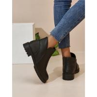Botas de moda de caña baja de gran tamaño, otoño e invierno 2025, nuevas botas de mujer de gran tamaño europeas y americanas de tacón bajo con cremallera lateral. - details 6