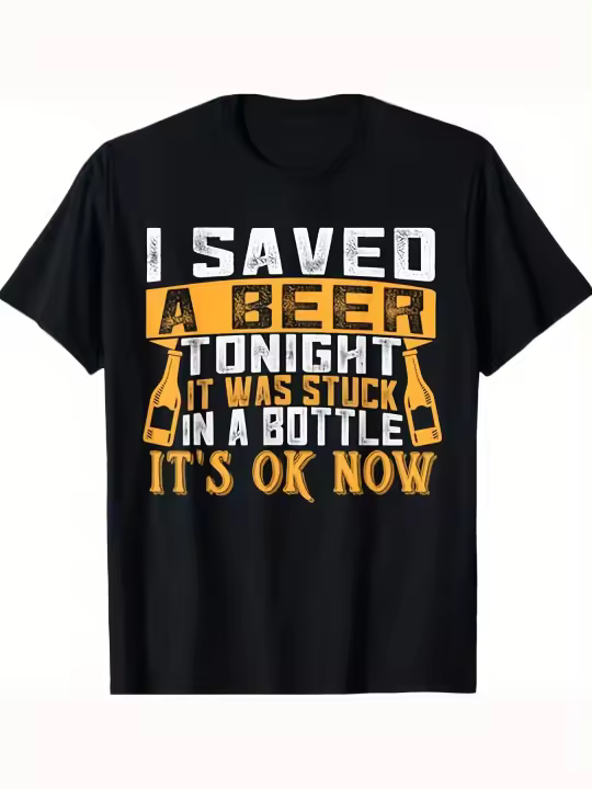 Camiseta de cerveza Saved A Beer T-ShirtDad Gift Manga corta con cuello redondo suave y cómoda - 230 g - 1