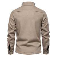 Suéter de manga larga con solapa para hombre, cárdigan con bolsillo, decoración, Color sólido, novedad de otoño e invierno, 2024 - details 3