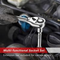 Llave de trinquete con 53 piezas para metrico hexagonal bit y ratchet herramienta mecánica para auto y hogar kit de herramientas con enchufes S2 y CR-V - details 5