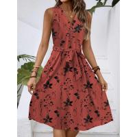 Vestido casual de verano para mujer 2025temu con cuello en V, sin mangas y estampado. - details 2