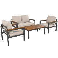 Conjunto de Jardín de Acacia Muebles de Exteriores de Acero Galvanizado Mesa de Comedor de 4 Piezas - details 2