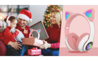 Auriculares Inalámbricos para Niños con Luz LED Diseño de Gato Plegables y Portátiles con Micrófono para Aprendizaje a Distancia - details 0