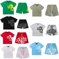 Camiseta de manga corta holgada con estampado espumoso estilo hip hop callejero drill y conjunto de pantalones cortos casuales - details 0