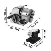 SucceBuy BS-0 Cabezal divisorio de precisión, horizontal con portabrocas de 3 mordazas, contrapunto MT2, cabezal divisorio semiuiversal de 5" para fresadora, corte de engranajes de molino, metal duradero - details 1