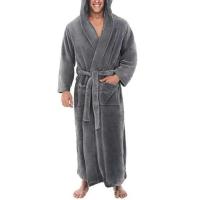Albornoz extragrande 5XL para hombre, bata de franela de invierno, pijama cómodo de moda - details 2