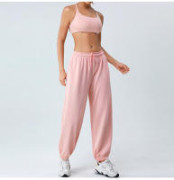 Pantalones de chándal sueltos de cintura alta de primavera para mujer, pantalones largos informales adelgazantes con capa de aire suave para Fitness - details 18