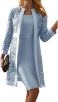 Elegante Conjunto de Vestido de Cárdigan de Encaje Moda de Negocios Casual sin Mangas para Mujeres - details 0