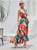 Vestido de Fiesta de Denim Cuello Halter para Mujer, Vestido Largo Ajustado, Moda de Baile, Traje de Verano sin Mangas - details 1
