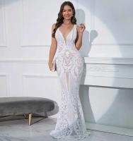 Vestido de Fiesta Elegante con Lentejuelas Sexy Escote en V, Luz Trasera, Adelgazante, Estilo de Sirena para Mujeres - details 4