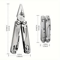 1 multiherramienta GHK 22 en 1 con cuchillo plegable, alicates, cortador de cables, tijeras, sierra, clip para cinturón, alicates, llave hexagonal múltiple - Acero inoxidable - Para hombres - Ideal para trabajo, EDC, camping, mochilero, supervivencia - Gr - details 11