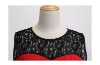 Lace patchwork summer women a line elegant vintage party dress with belt - details 18