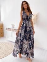 Vestido Largo Boho Playa con Escote V y Flores, Vestido sin Mangas Veraniego de Algodón |   Estilo Retro para Vacaciones o Eventos - details 45