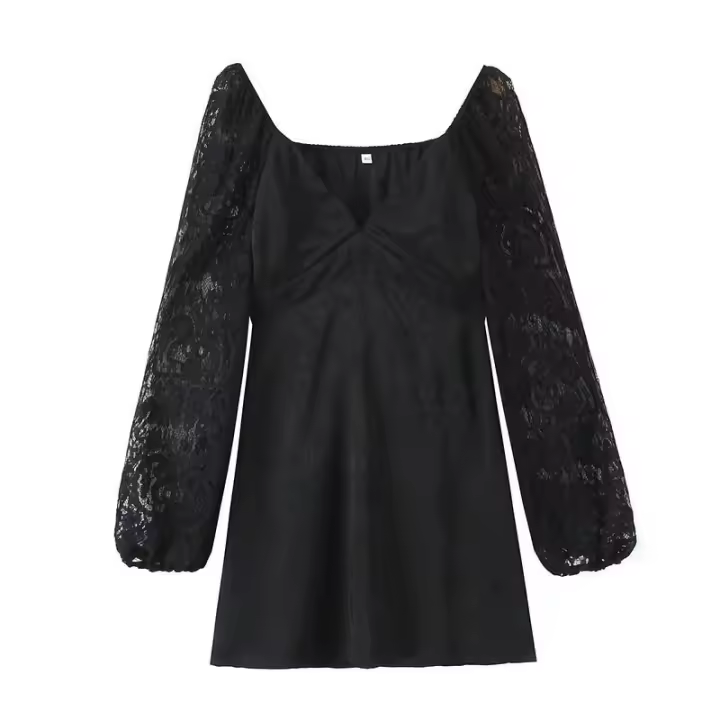 Vestidos de moda de verano 2025 para mujer, minifalda sofisticada, vestido de manga larga con volantes y cuello en V - 1