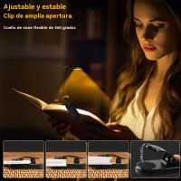 Nuevo clip libro luz lectura escritorio lámpara aprendizaje ojo lámpara LED tres colores oscurecimiento plegable creativa noche luz usb carga - details 4