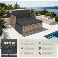 Sofá de Ratán con Taburete Reposapiés, Conjunto Jardín Sillón 2 Plazas, Mueble Jardín Exterior con Cojines Gruesos, Conjunto Terraza Resistente a la Intemperie y Estructura en Acero - Gris - details 18