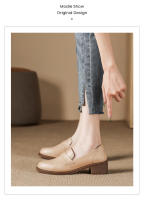 Zapatos de cuero con tacón grueso simple, suela suave, de 4 cm de altura, zapatos pequeños de cuero. - details 18