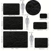 Alfombra De Felpa Esponjosa Negra, Antideslizante, Para Dormitorio, Sala De Estar, 1 unidad - details 0