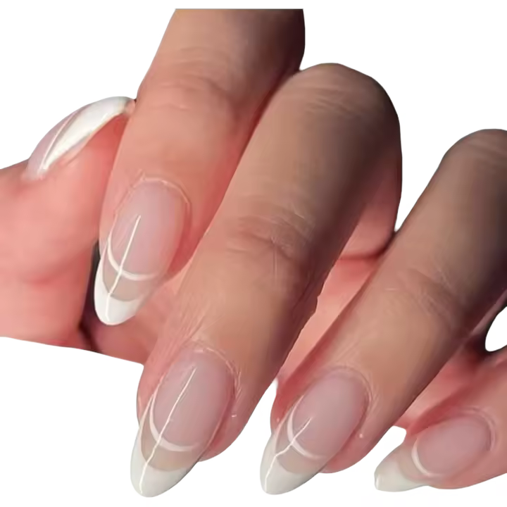 Postizos de Uñas de Almendra Larga con Diseño Francés 24pcs Ideal para Mejorar Tu Aparencia en Fiesta de Verano - 1