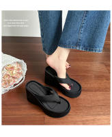 Chanclas de suela gruesa que aumentan la altura en verano, zapatillas con forma de magdalena y sandalias con tacón de cuña para mujer - details 8
