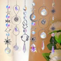 Atrapasueños de cristal con campanas anchas, estrella, prisma de arcoíris colorido, colgantes para ventana del hogar, adorno atrapasueños de jardín - details 4