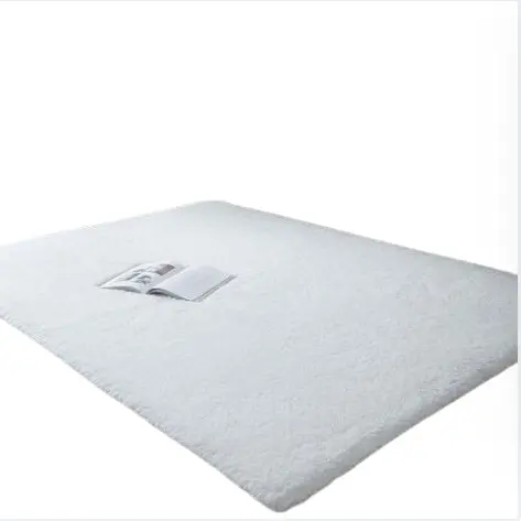 Alfombra de Sala de Estar Suave de Pila Larga 140 x 200cm Blanco Plano Ideal para Dormitorio, Sofá - 1