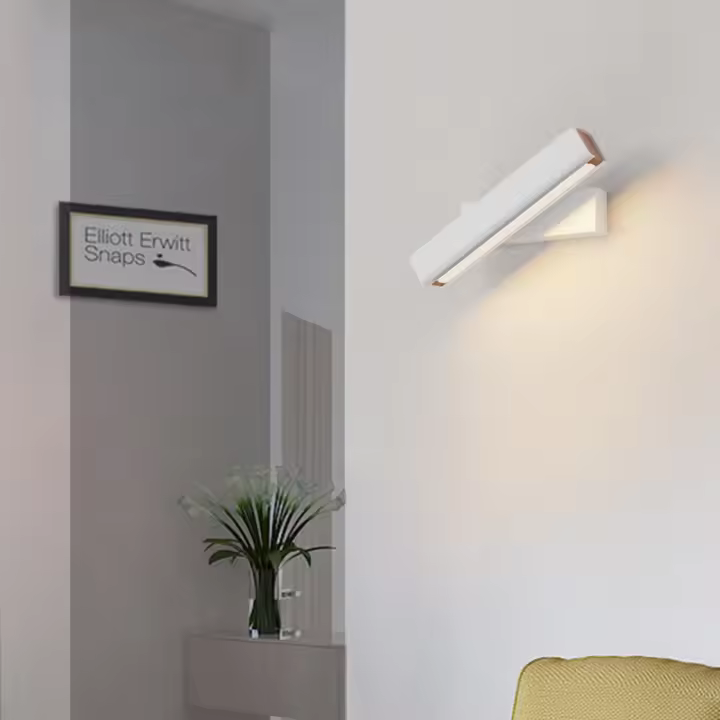 Lámpara de pared LED nórdica minimalista, accesorio de iluminación giratorio moderno que no se oscurece para mesita de noche, sala de estar - 1