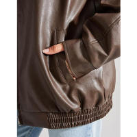Chaqueta de Moto para Mujer de Tamaño Grande en Cuero Pretendido para Outfit de Otoño/Invierno 2024 con Cierre de Cremallera y Forro de Poliéster - details 26