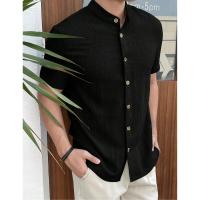 Temu Shein Cárdigan suelto para hombre Camisa de manga corta informal de color sólido - details 5